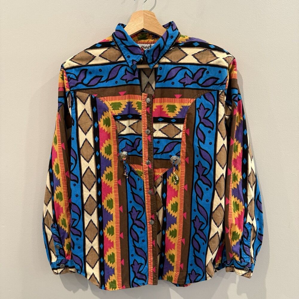 Vintage Rodeo Western Shirt Cutout Keyhole Cowgirl Southwestern Boho Festival